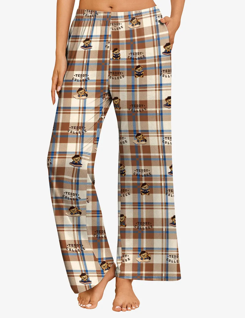 Ekouaer Teddy Pajama Pants Soft Comfy Wide Leg Pants sold by Ekouaer product image thumbnail 4