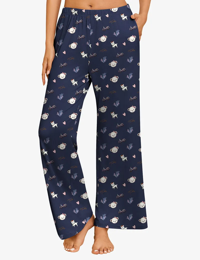 Ekouaer Teddy Pajama Pants Soft Comfy Wide Leg Pants sold by Ekouaer product image thumbnail 2