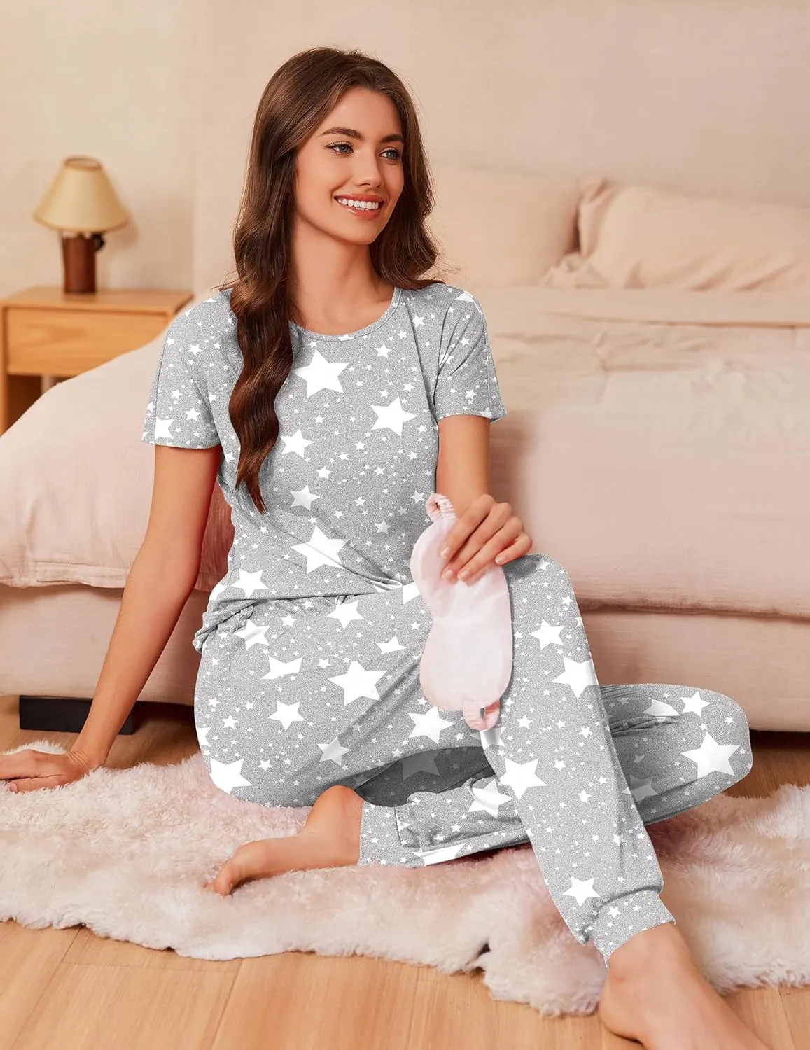 Ekouaer Pajama Sets Short Sleeve Lounge Sets sold by Ekouaer
