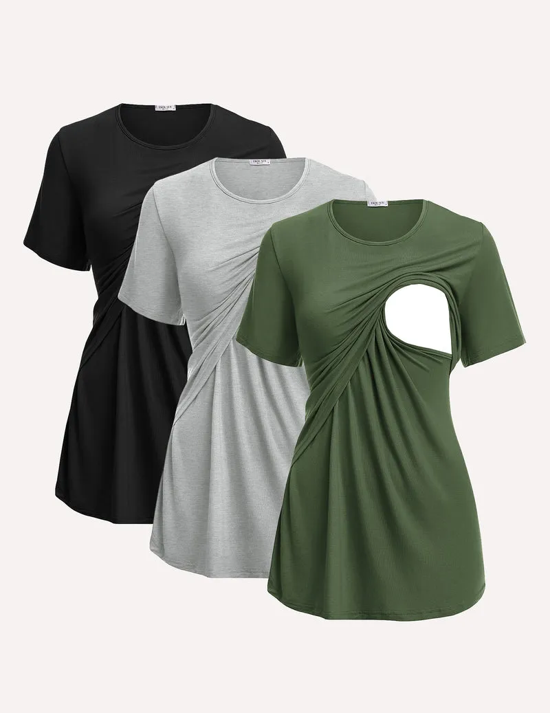 Ekouaer 3 Pack Short Sleeve Nursing Shirts Soft Maternity Tops sold by Ekouaer
