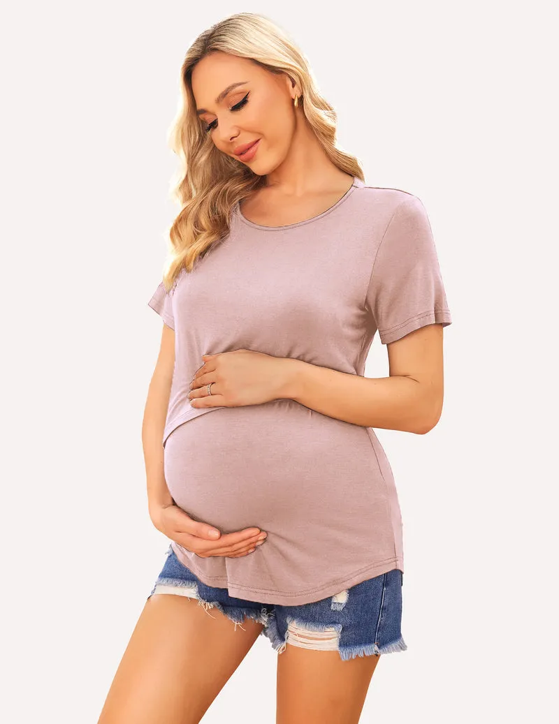 Ekouaer 3 Pack Short Sleeve Nursing Shirts Soft Maternity Tops sold by Ekouaer product image thumbnail 5