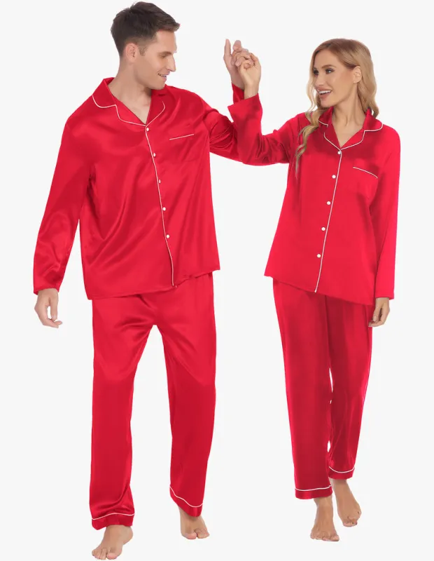Ekouaer Couples Matching Pajamas Silk Satin Loungewear Pjs Set sold by Ekouaer