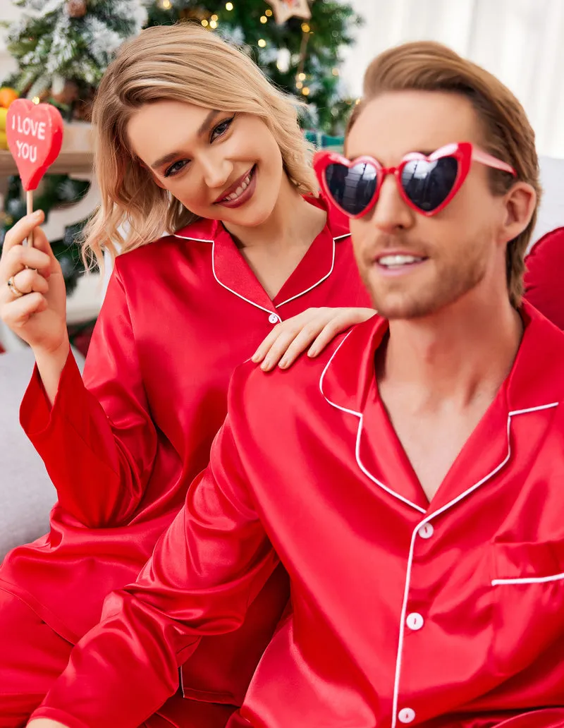 Ekouaer Couples Matching Pajamas Silk Satin Loungewear Pjs Set sold by Ekouaer product image thumbnail 4