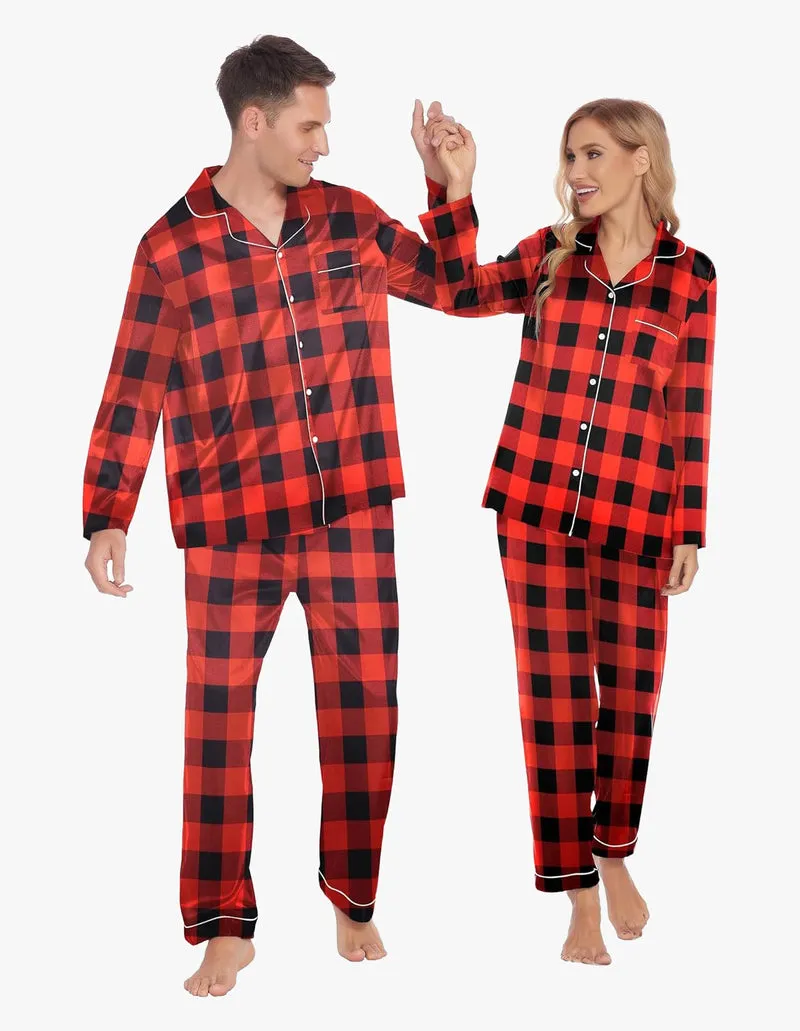 Ekouaer Couples Matching Pajamas Silk Satin Loungewear Pjs Set sold by Ekouaer product image thumbnail 5