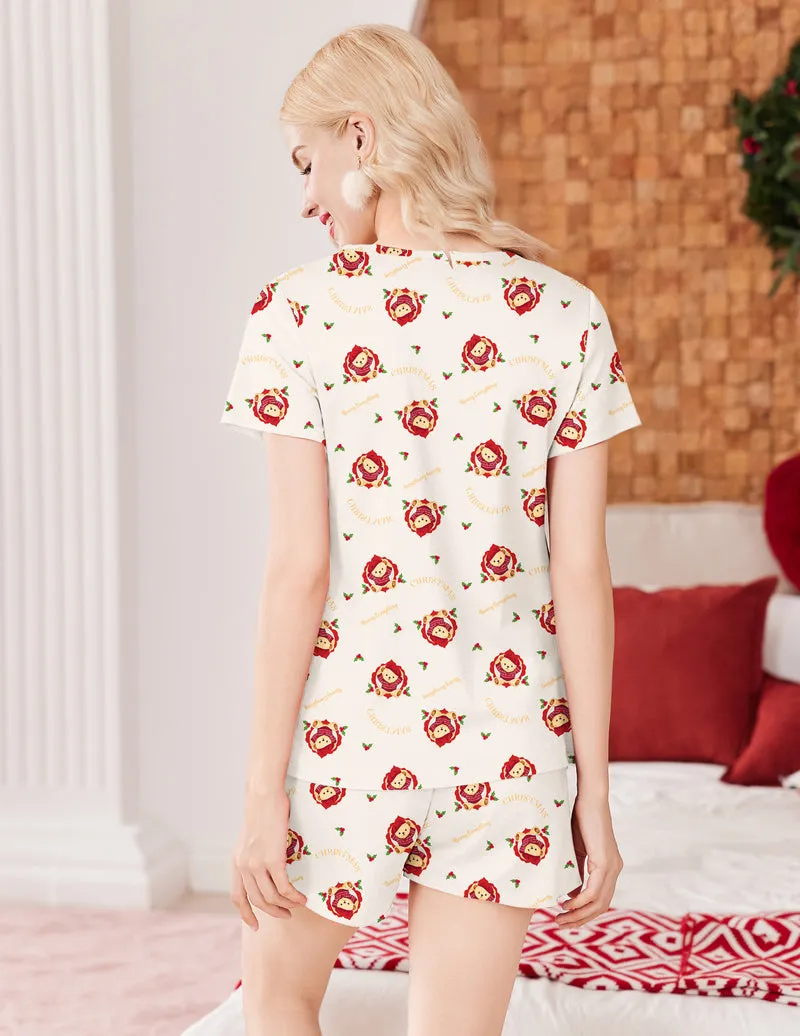 Teddy Pajama Sets Short Sleeve Pajamas Set sold by Ekouaer product image thumbnail 3