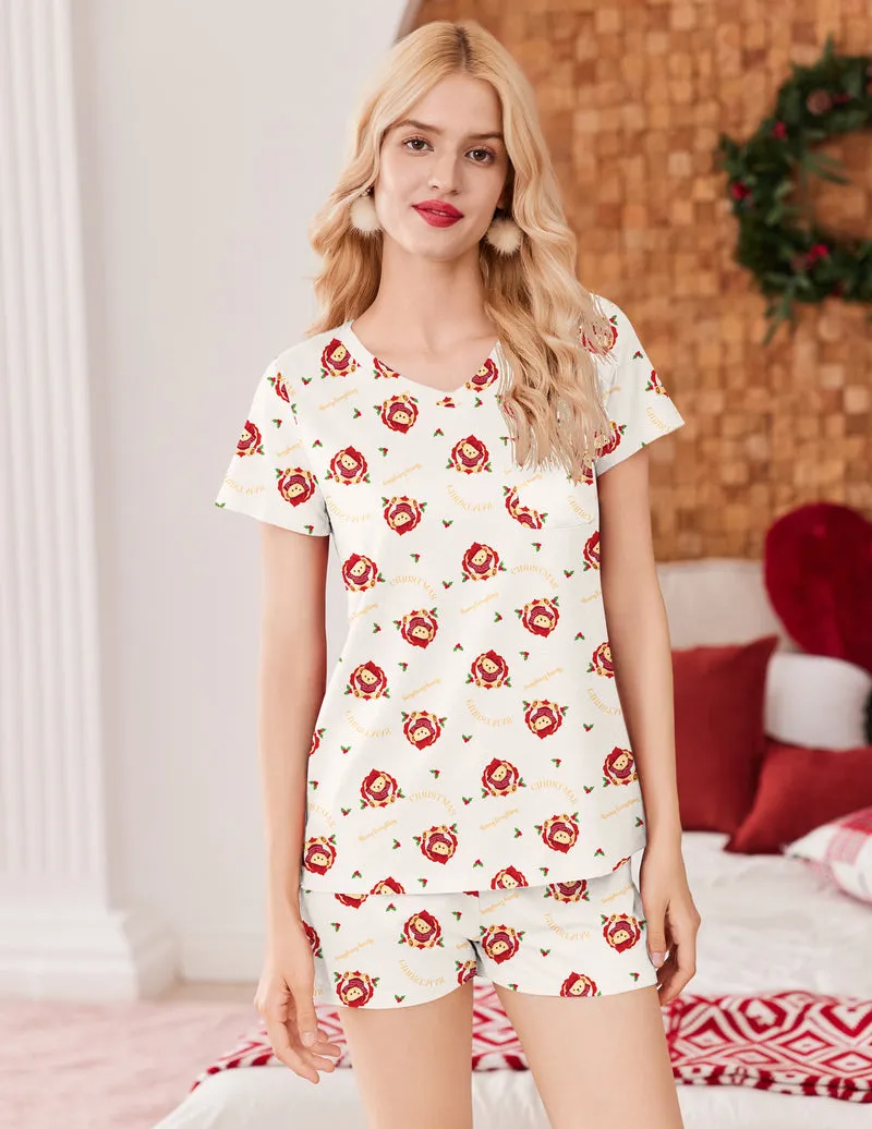 Teddy Pajama Sets Short Sleeve Pajamas Set sold by Ekouaer product image thumbnail 2