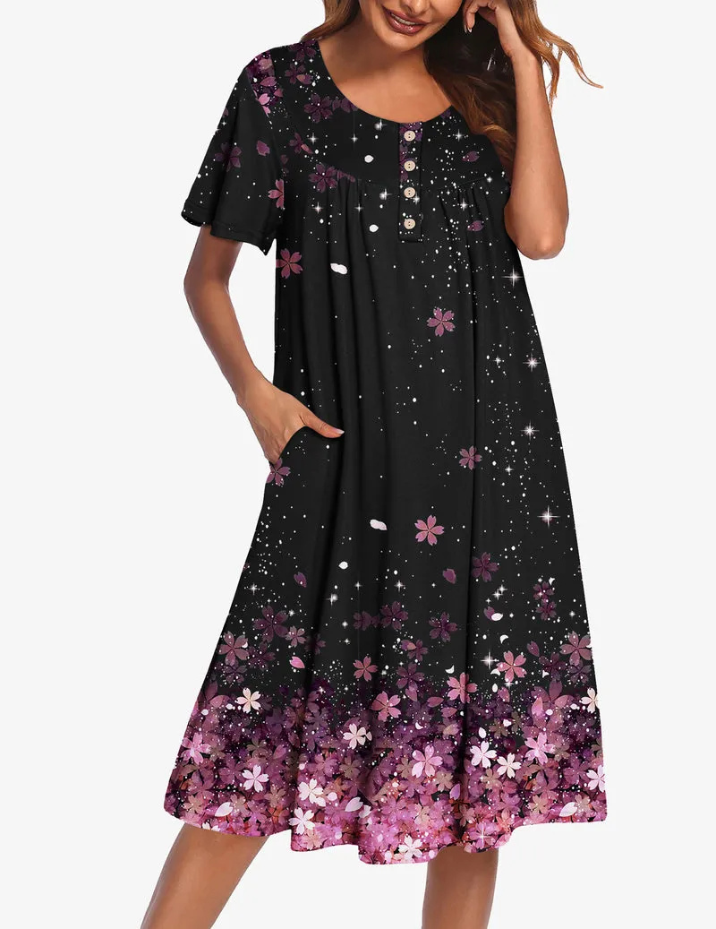 Ekouaer Nightgowns for Women Short Sleeve Floral Dress with Pockets sold by Ekouaer product image thumbnail 4