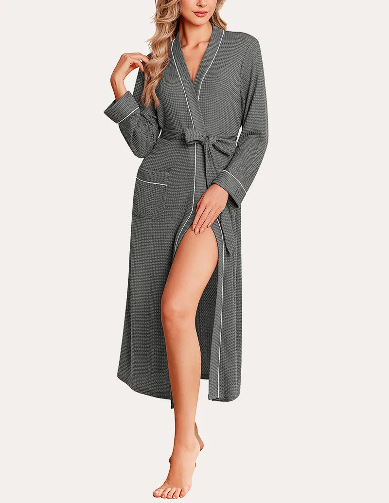 Lightweight Knit Waffle Bathrobe (US Only) sold by Ekouaer product image thumbnail 5