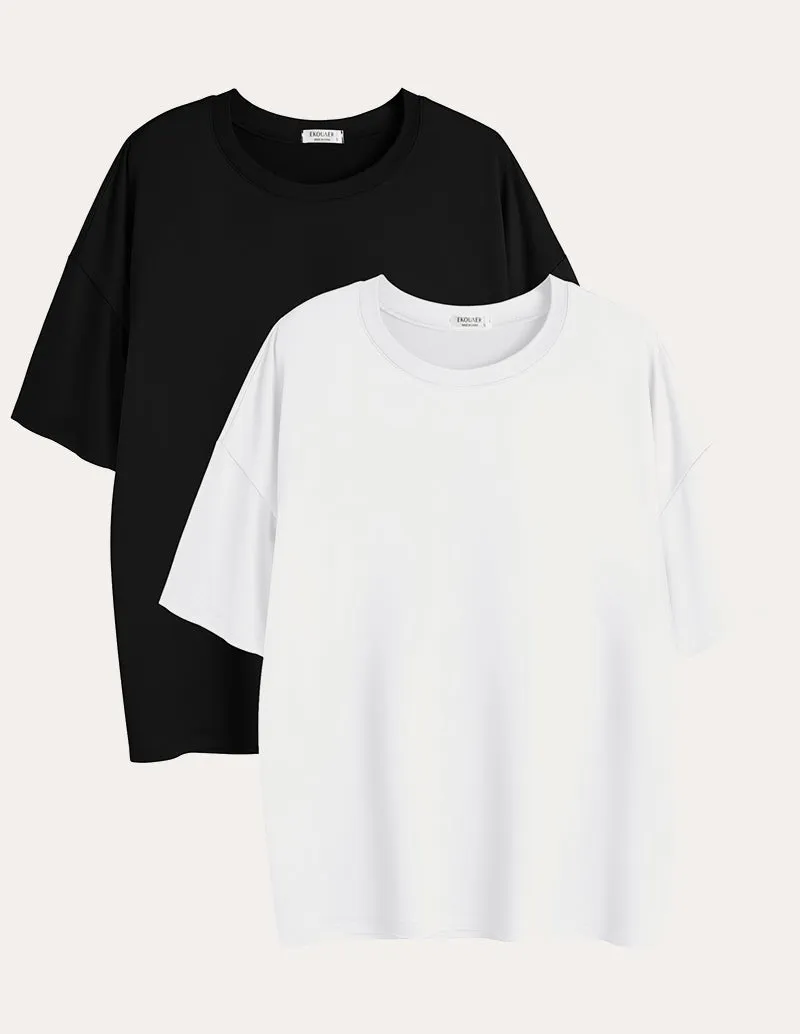 2 Pack Oversized Casual T-Shirts (US Only) sold by Ekouaer product image thumbnail 2