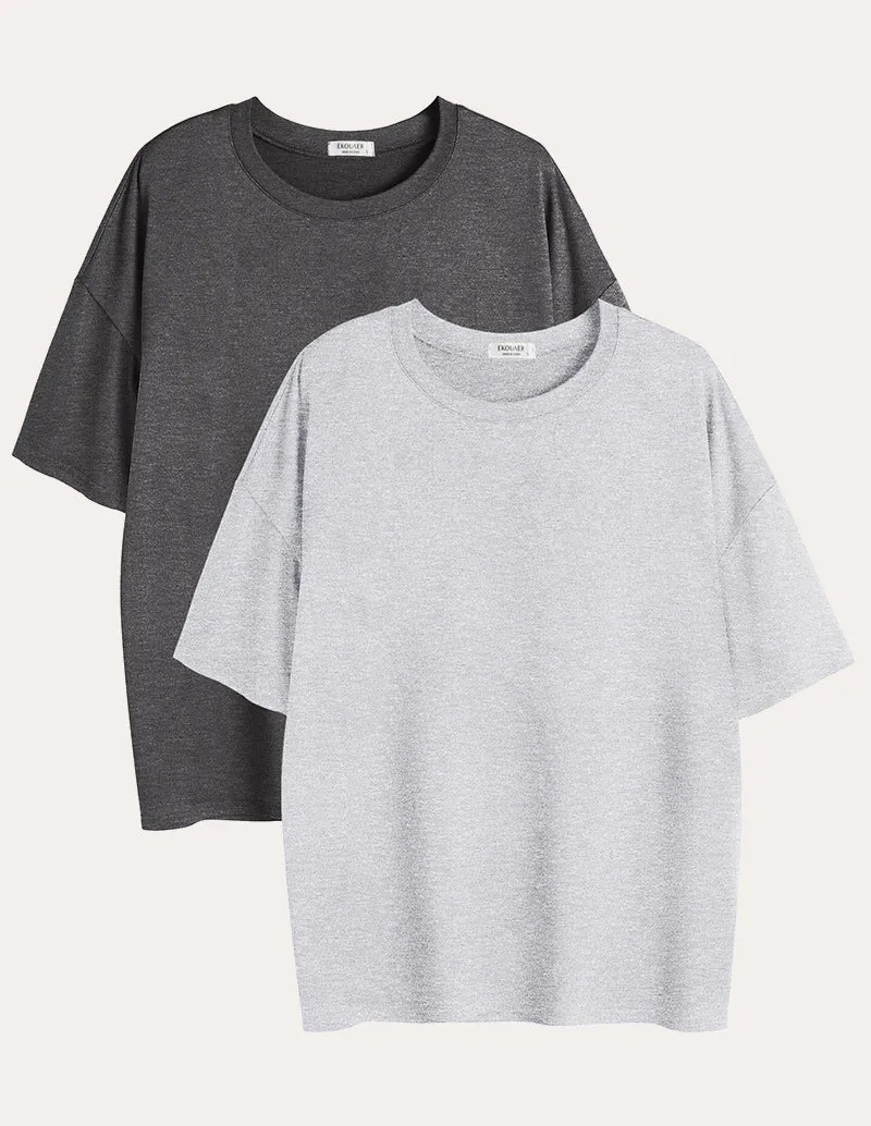 2 Pack Oversized Casual T-Shirts (US Only) sold by Ekouaer product image thumbnail 5