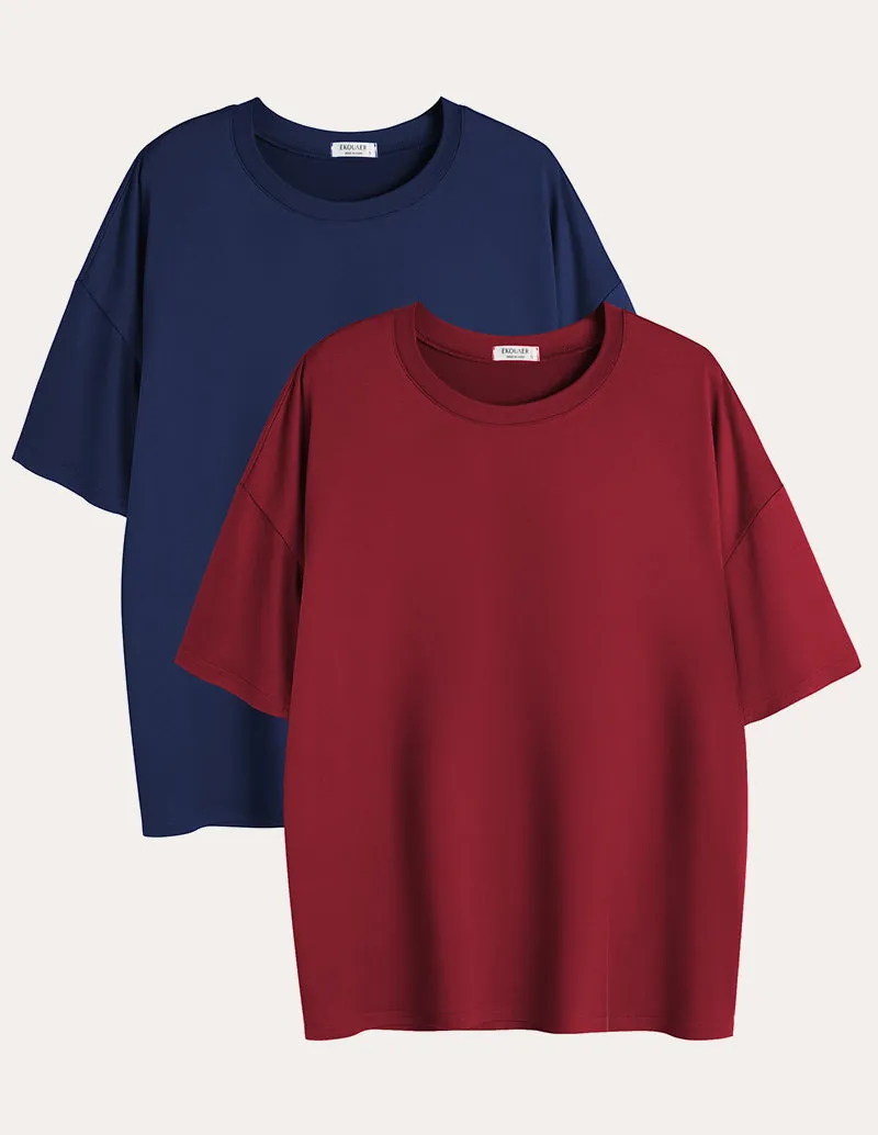 2 Pack Oversized Casual T-Shirts (US Only) sold by Ekouaer product image thumbnail 4