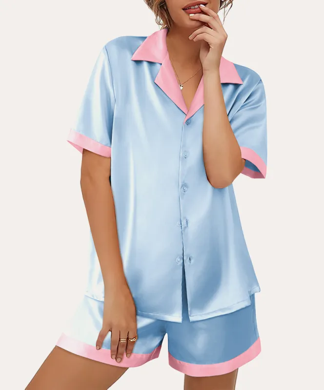 Summer Satin Button Down Pajamas Set (US Only) sold by Ekouaer