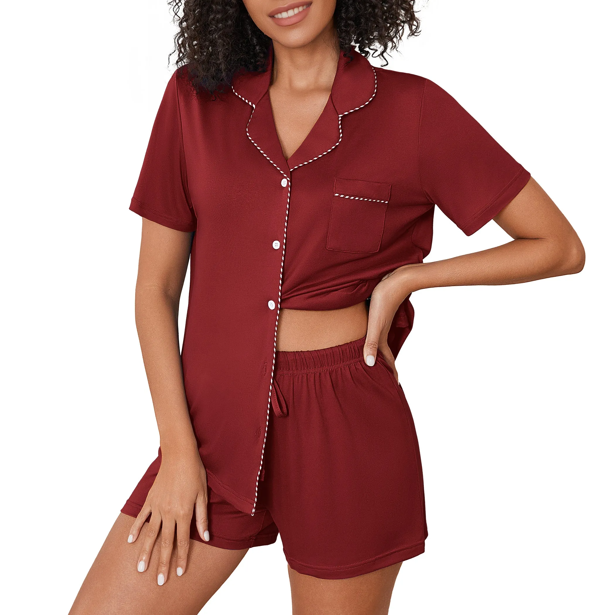 Classic Loose Short Sleeve Pajama Set (US Only) sold by Ekouaer product image thumbnail 4
