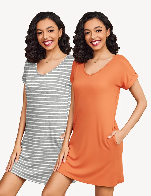 2-Pack Short Sleeve Sleepshirt (US Only) made by Ekouaer