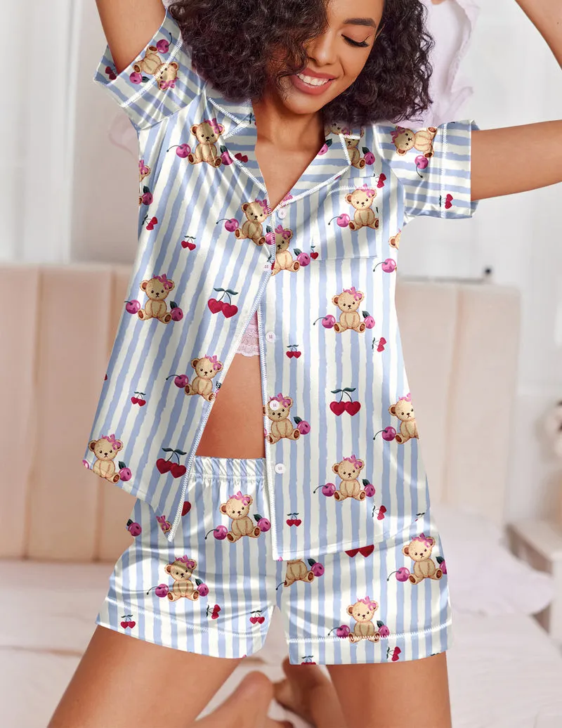 Teddy Luxe Comfort Satin Silk Pajama Sets (US Only) sold by Ekouaer product image thumbnail 2