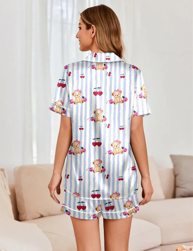 Teddy Luxe Comfort Satin Silk Pajama Sets (US Only) sold by Ekouaer product image thumbnail 3