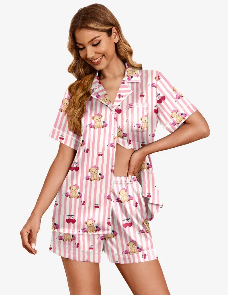 Teddy Luxe Comfort Satin Silk Pajama Sets (US Only) sold by Ekouaer product image thumbnail 4