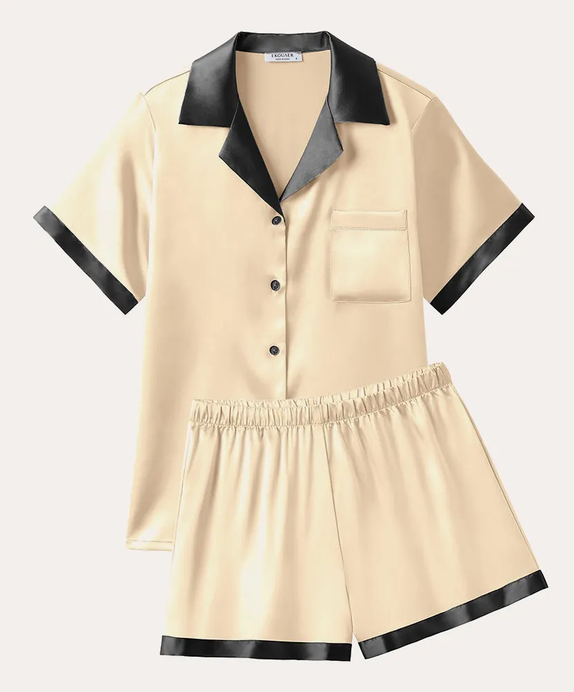 Summer Silk Short Sleeve Pajama Sets (US Only) sold by Ekouaer product image thumbnail 4