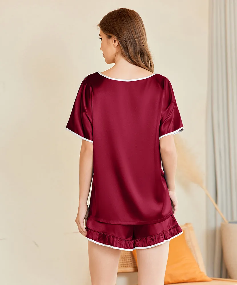Silk Sleepwear Top with Ruffle Shorts (US Only) sold by Ekouaer product image thumbnail 3