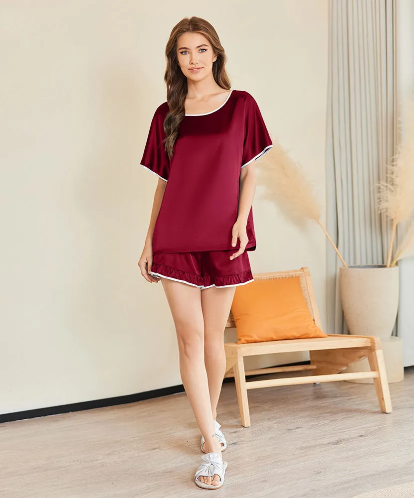 Silk Sleepwear Top with Ruffle Shorts (US Only) sold by Ekouaer product image thumbnail 4