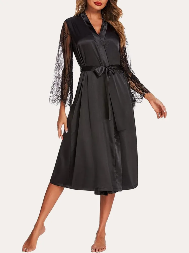 Floral Lace Bride Kimono Robe (US Only) sold by Ekouaer