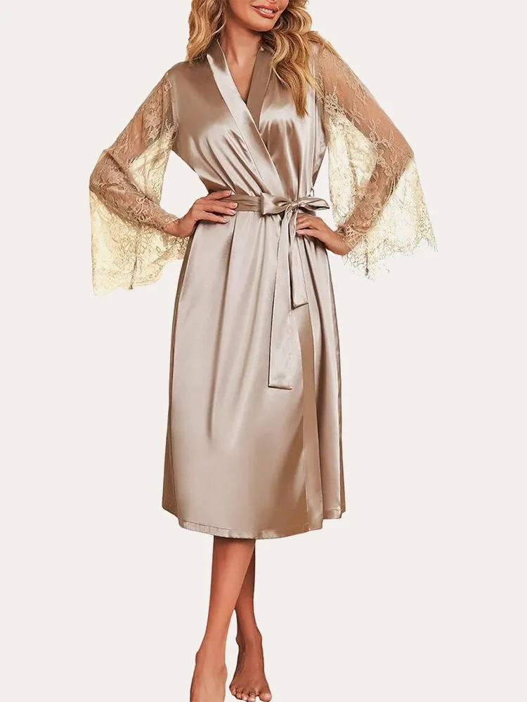 Floral Lace Bride Kimono Robe (US Only) sold by Ekouaer product image thumbnail 4