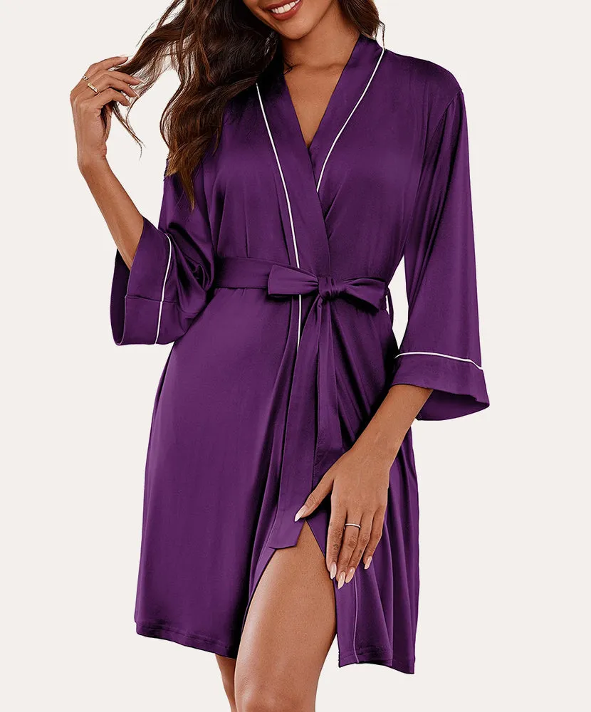 (EU Only)Lightweight V-neck Loungewear Robe sold by Ekouaer product image thumbnail 3