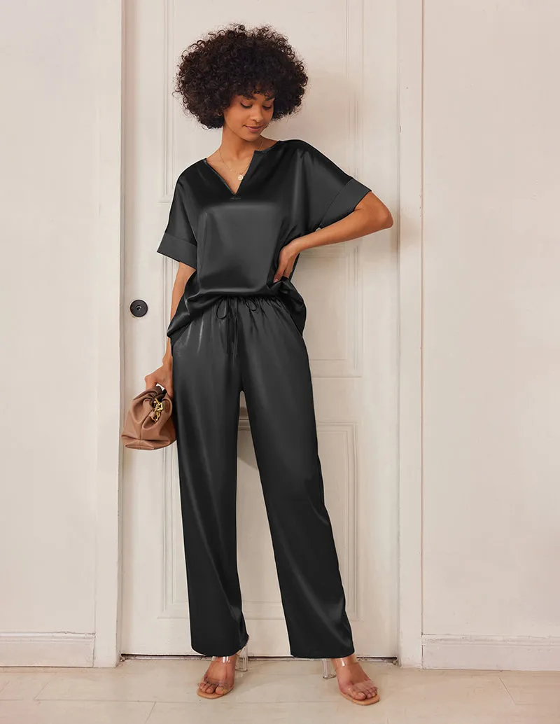 (EU Only)Satin V Neck 2-Piece Pajama Set sold by Ekouaer product image thumbnail 2