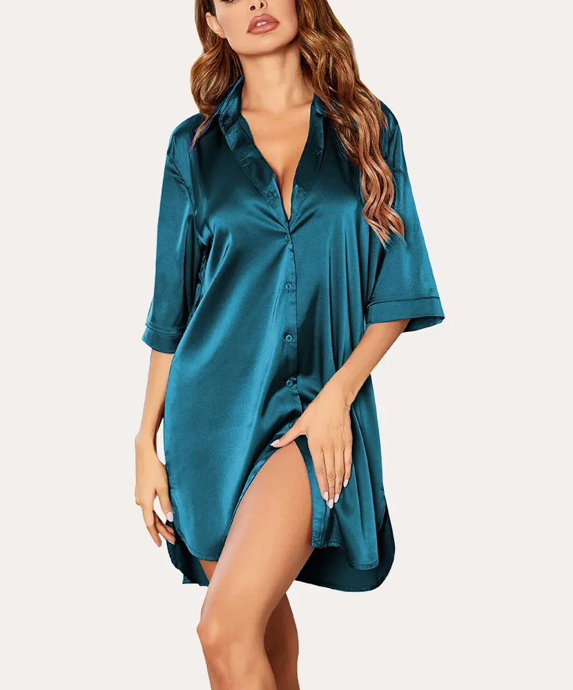 (EU Only)Classic Comfy Sexy Silk Nightgown sold by Ekouaer product image thumbnail 2