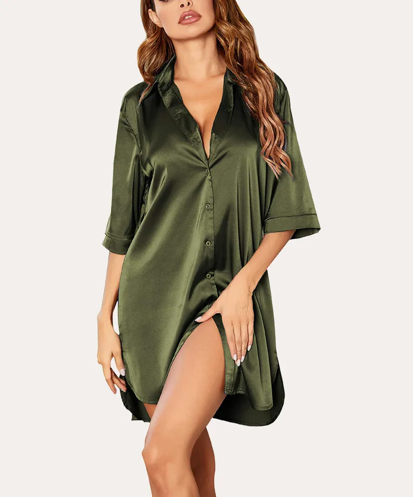 (EU Only)Classic Comfy Sexy Silk Nightgown sold by Ekouaer product image thumbnail 4