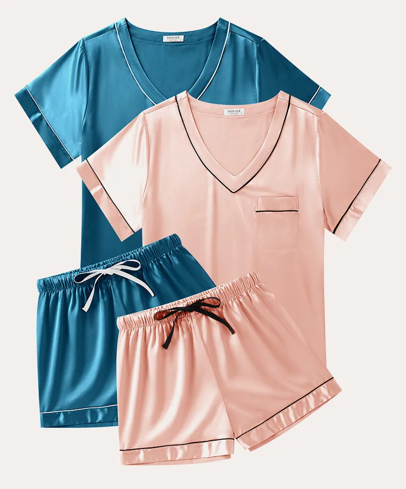 Soft 2-Pack Silk Pajama Set (US Only) sold by Ekouaer product image thumbnail 4