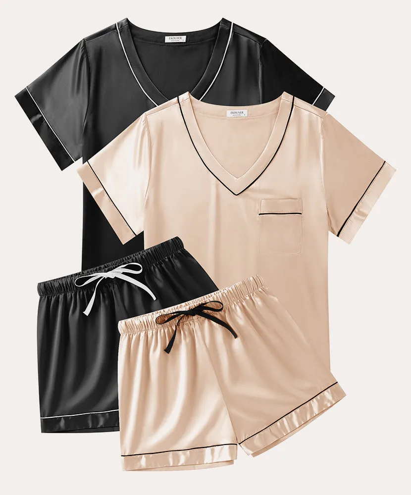 Soft 2-Pack Silk Pajama Set (US Only) sold by Ekouaer