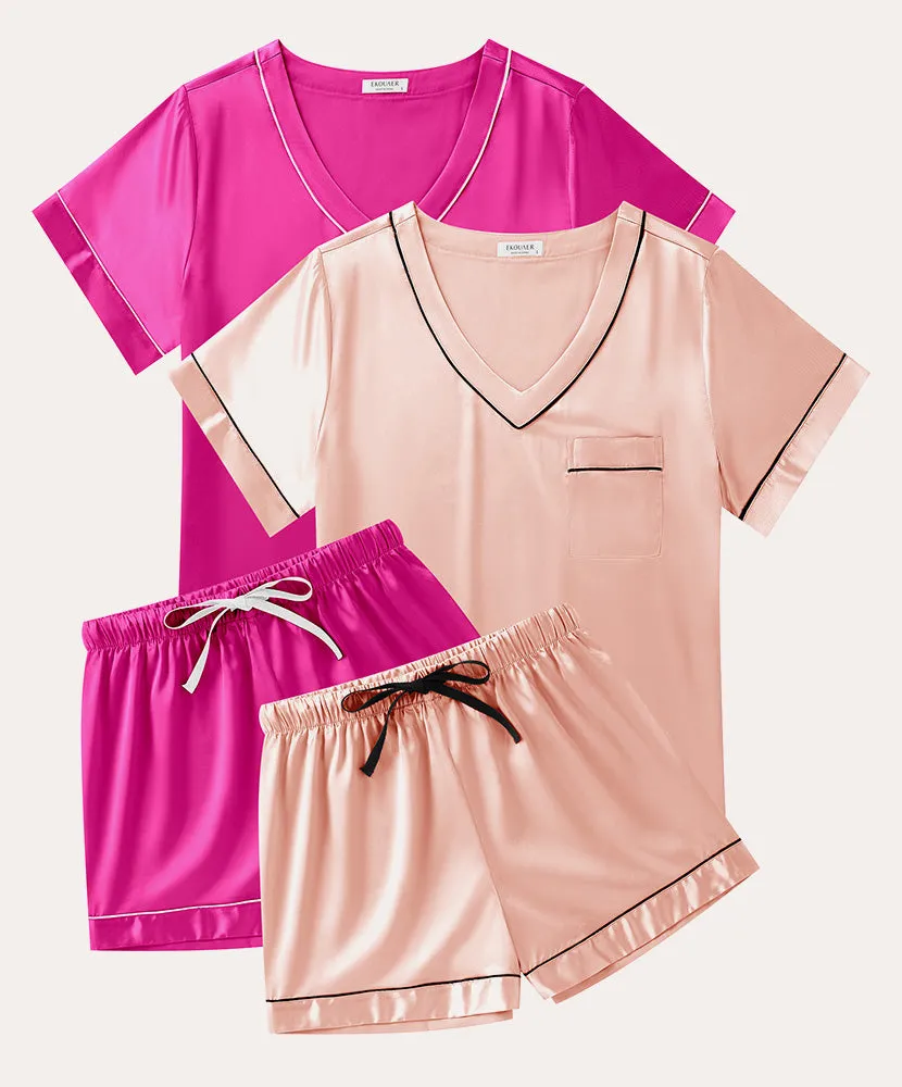 Soft 2-Pack Silk Pajama Set (US Only) sold by Ekouaer product image thumbnail 3