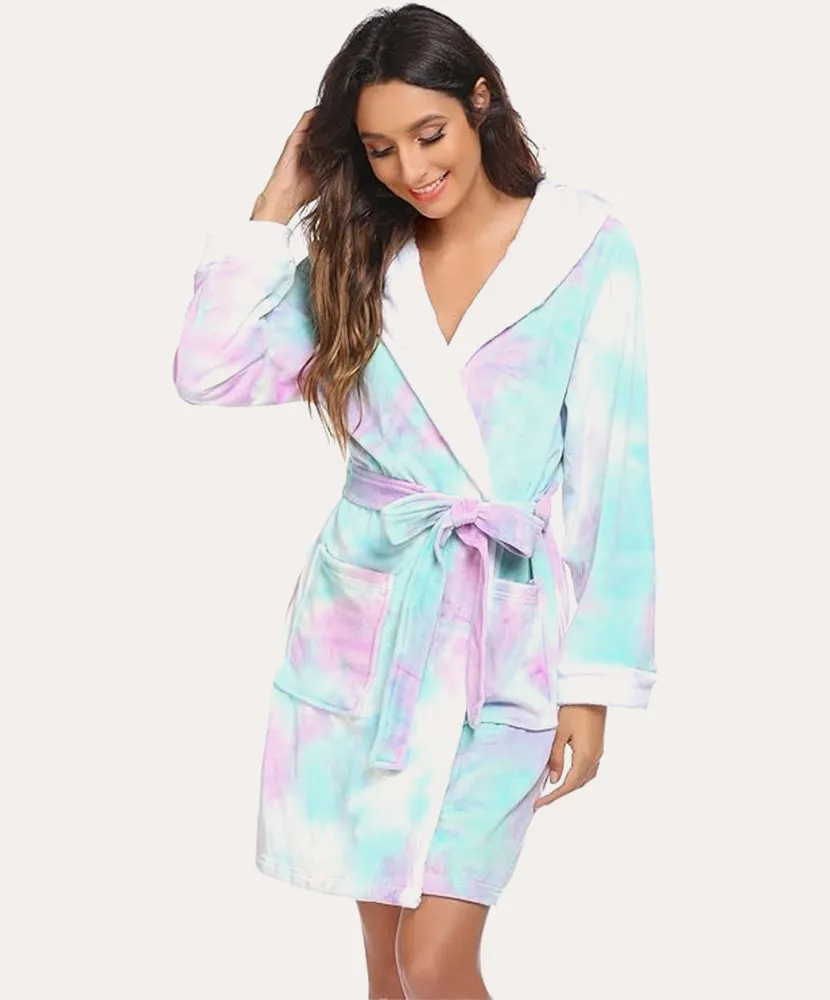 Soft Hooded Fleece Bathrobe (US Only) sold by Ekouaer product image thumbnail 5