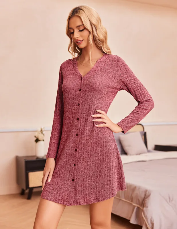 Cozy Stretchy Ribbed Nightshirt (US Only) made by Ekouaer