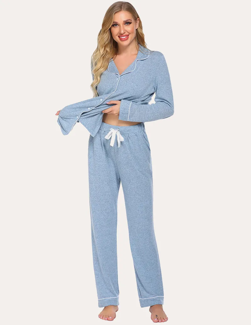 Casual Button Down Loungewear Set (US Only) sold by Ekouaer product image thumbnail 3