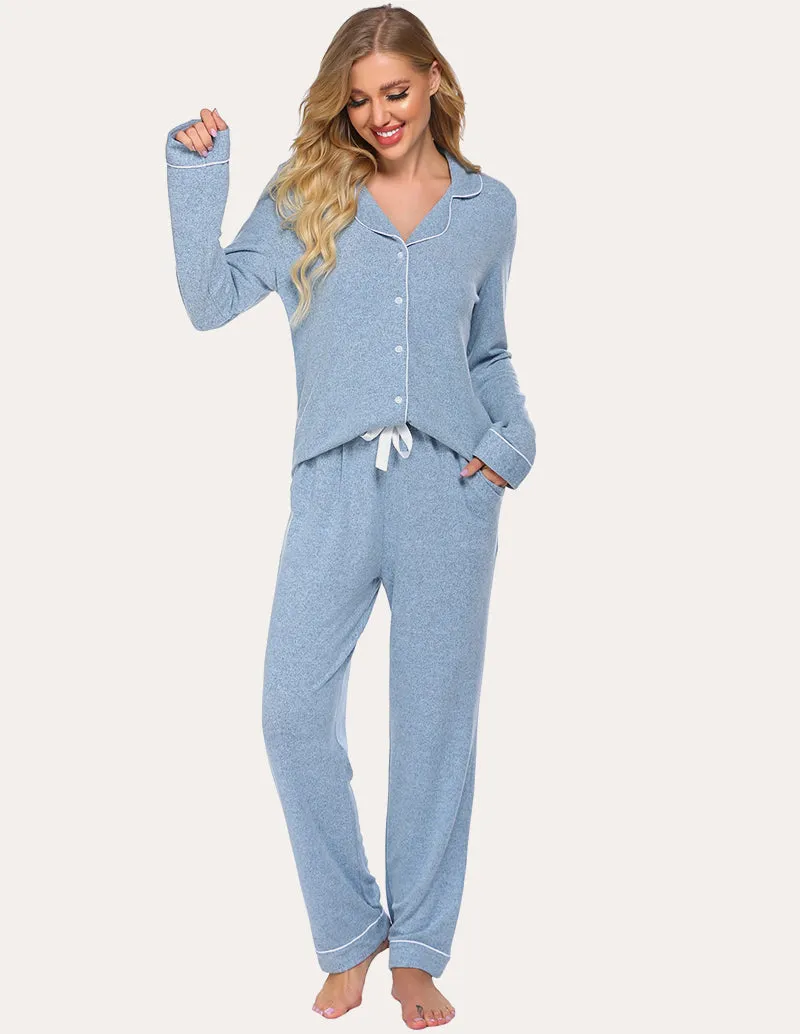 Casual Button Down Loungewear Set (US Only) sold by Ekouaer product image thumbnail 2