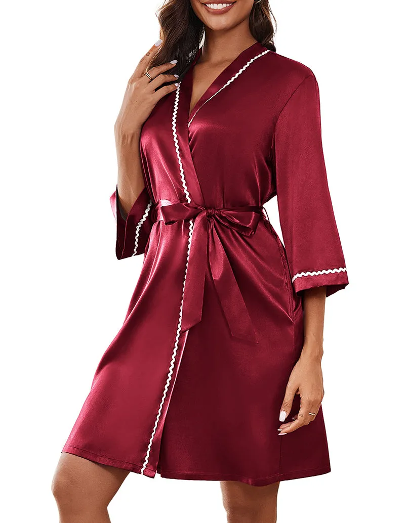 Satin Bridesmaids Kimono Robe (US Only) sold by Ekouaer product image thumbnail 2