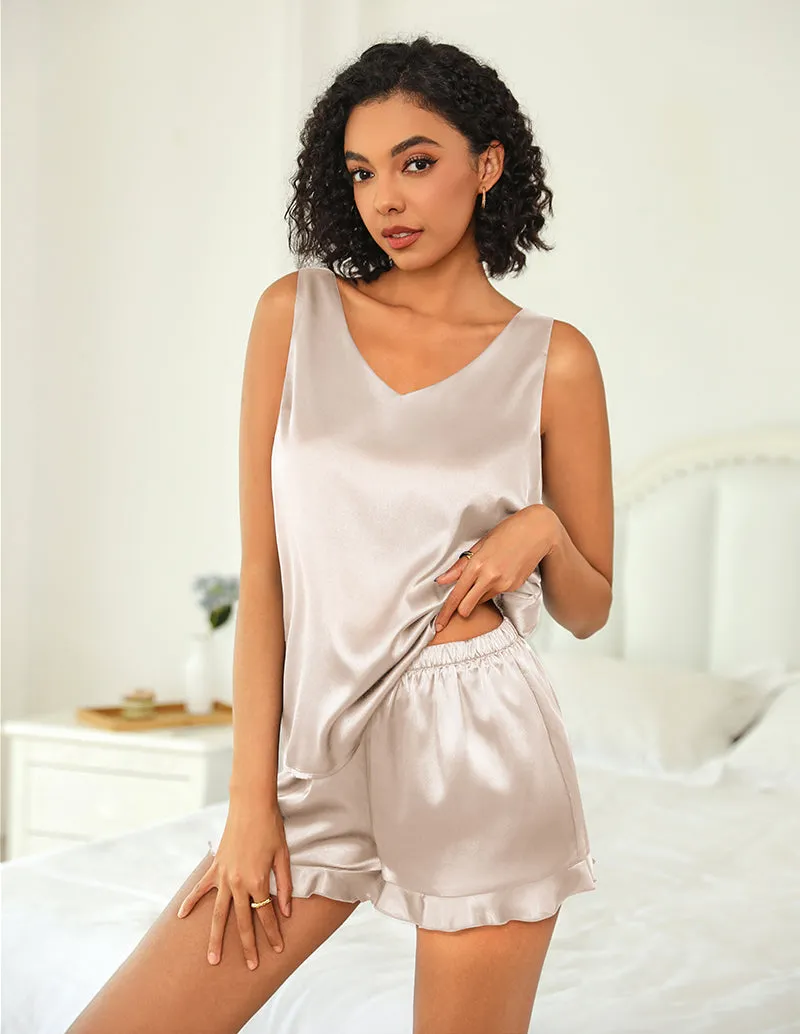 Satin Cami Top Shorts Pajama Sets (US Only) sold by Ekouaer product image thumbnail 3