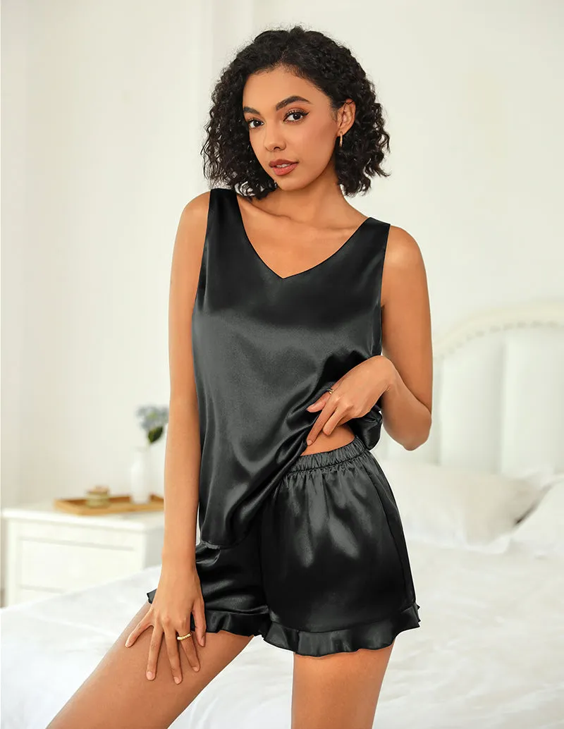 Satin Cami Top Shorts Pajama Sets (US Only) sold by Ekouaer product image thumbnail 2