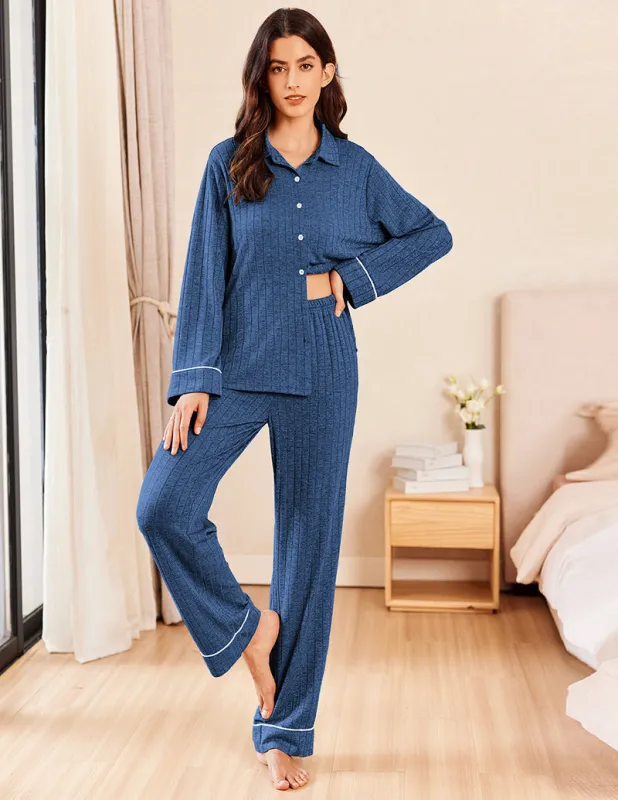 Simple Cozy Ribbed Pajama Set (US Only) sold by Ekouaer