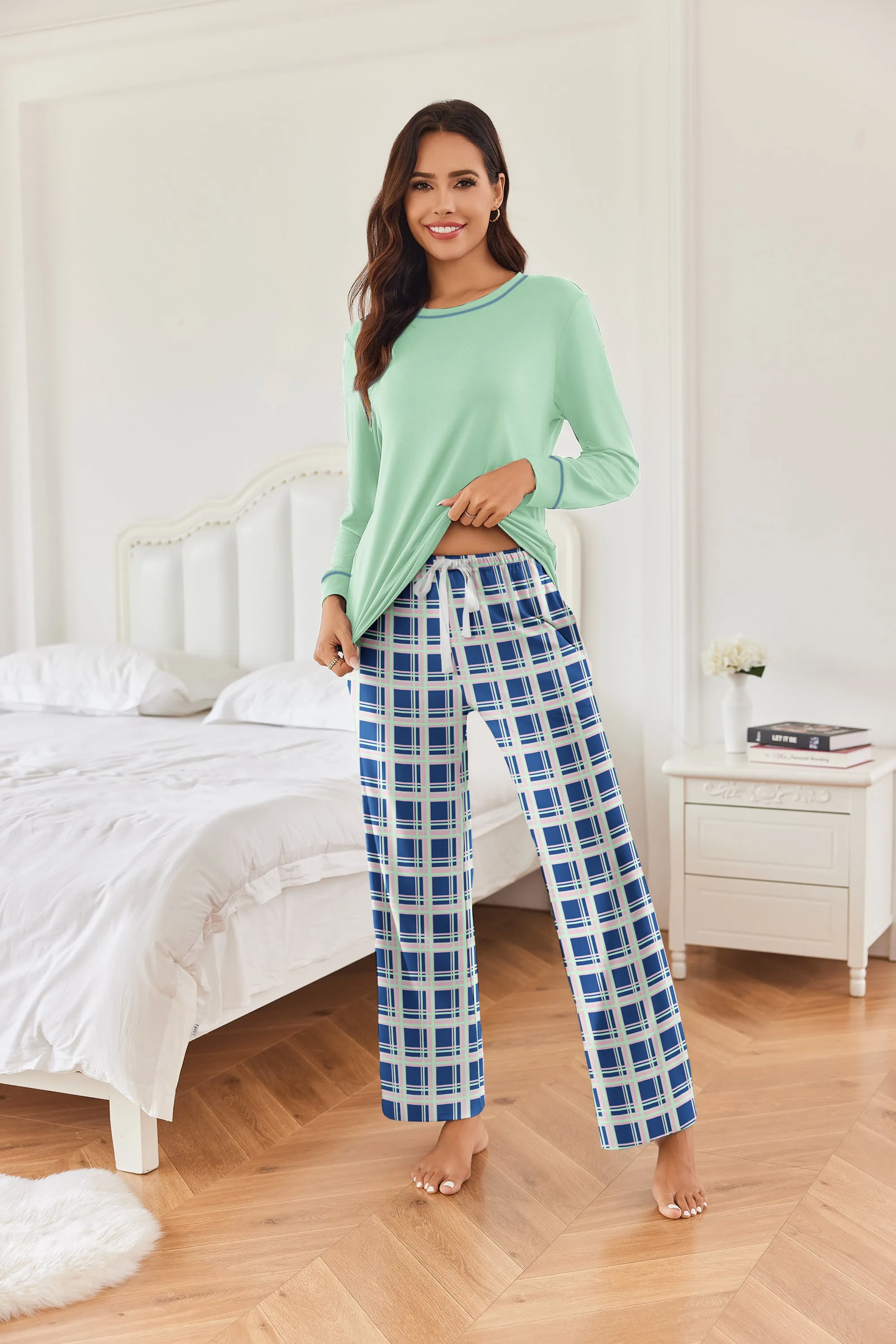 Classic Soft Plaid Pajama Set (US Only) sold by Ekouaer product image thumbnail 5