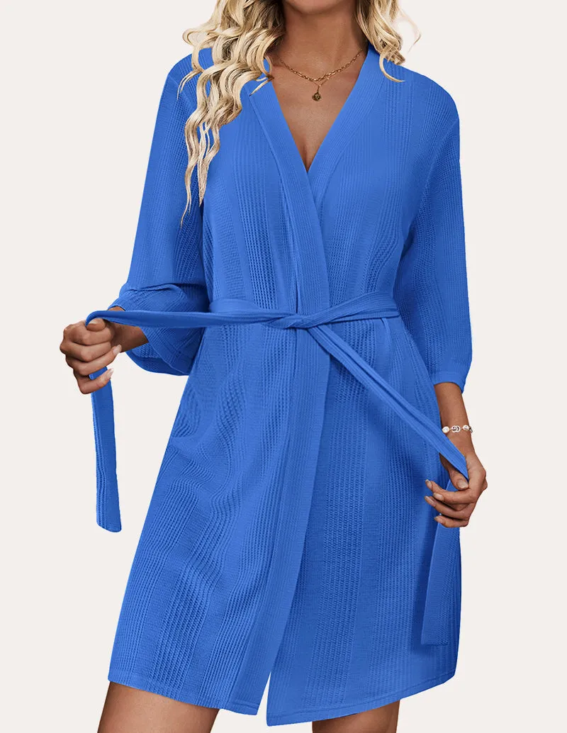 Luxe Comfy Waffle Kimono Bathrobe (US Only) sold by Ekouaer product image thumbnail 4