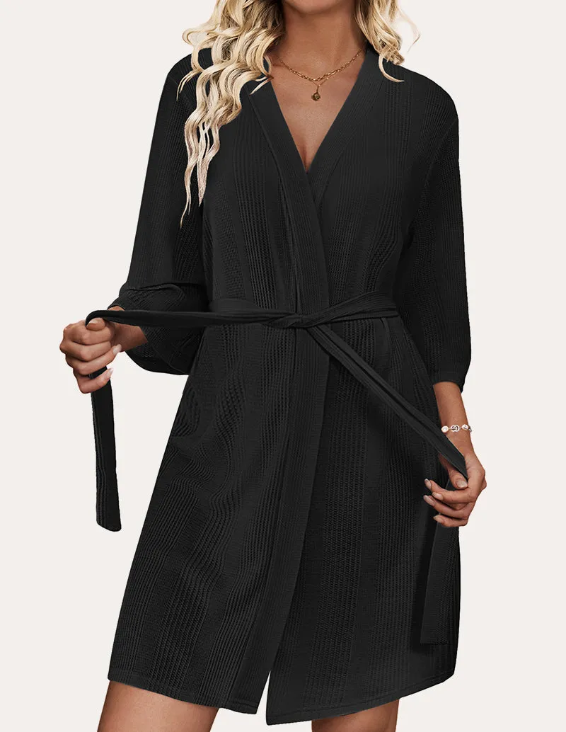 Luxe Comfy Waffle Kimono Bathrobe (US Only) sold by Ekouaer product image thumbnail 3