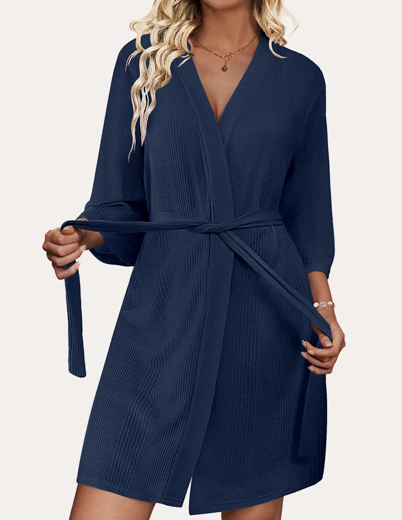 Luxe Comfy Waffle Kimono Bathrobe (US Only) sold by Ekouaer product image thumbnail 5