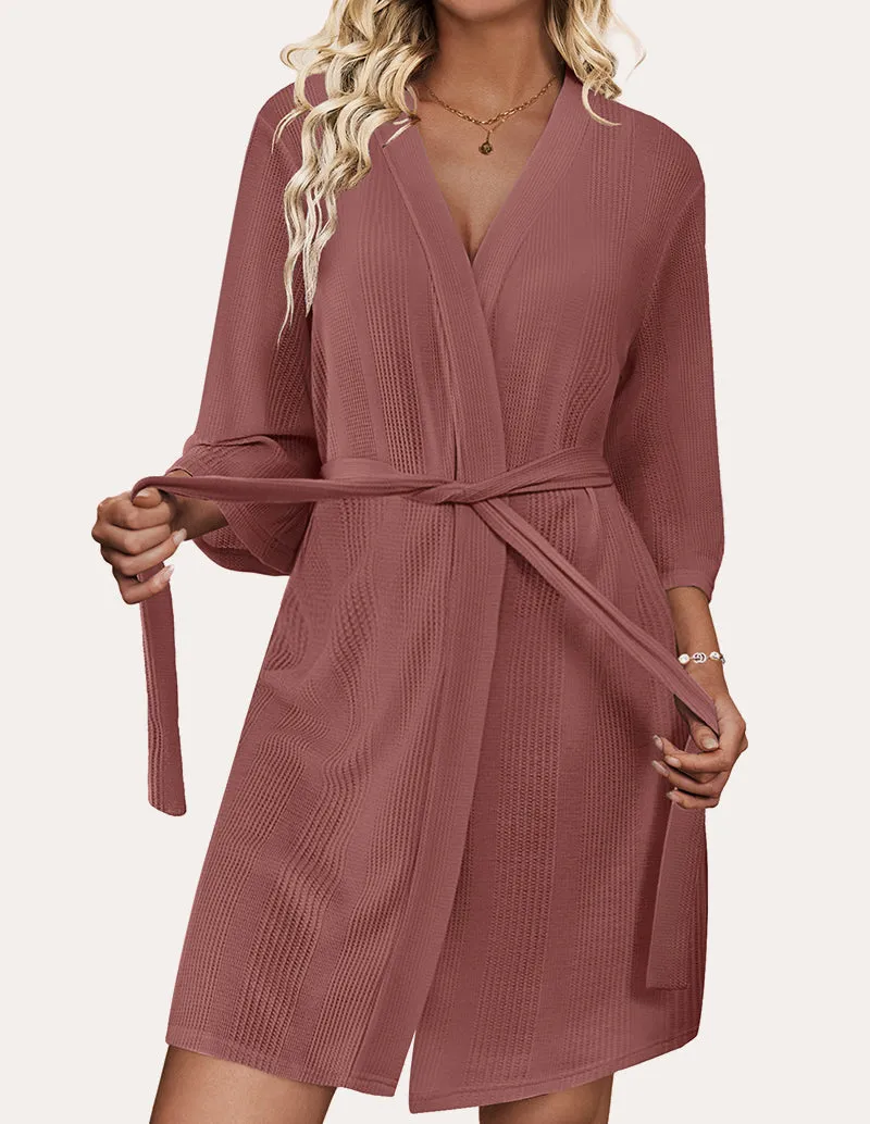 Luxe Comfy Waffle Kimono Bathrobe (US Only) sold by Ekouaer product image thumbnail 2