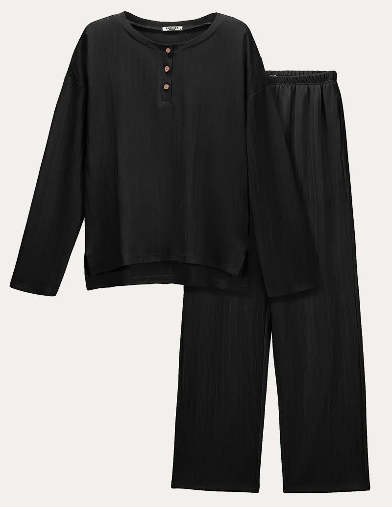 Versatile Ribbed Knit Lounge Set (US Only) sold by Ekouaer product image thumbnail 2