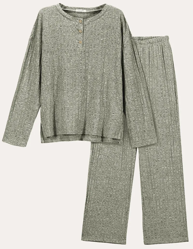 Versatile Ribbed Knit Lounge Set (US Only) sold by Ekouaer product image thumbnail 3