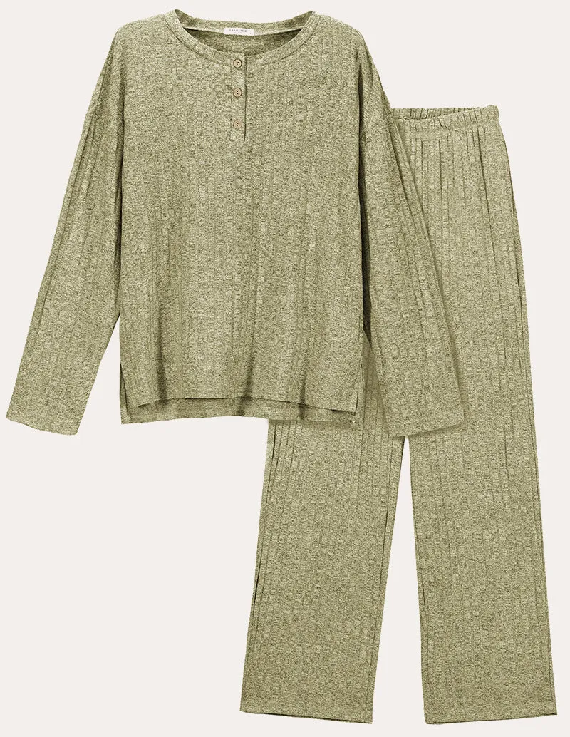 Versatile Ribbed Knit Lounge Set (US Only) sold by Ekouaer product image thumbnail 5
