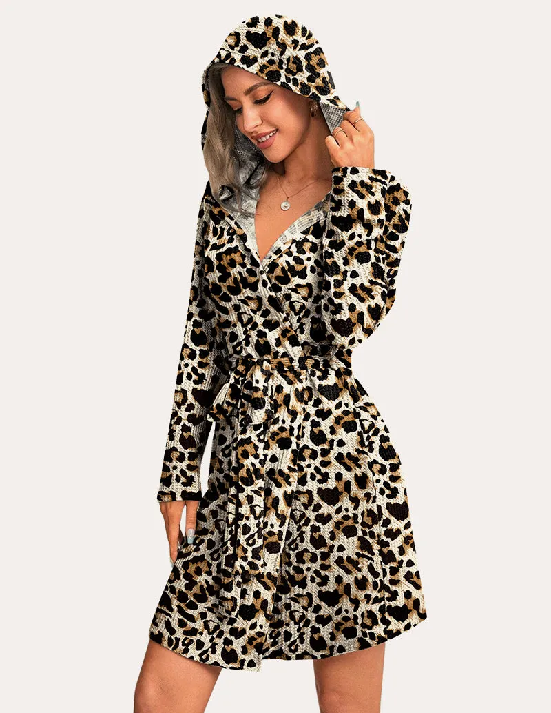 Waffle Knit Hooded Bathrobe (US Only) sold by Ekouaer product image thumbnail 3